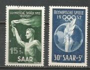 Saarland 1952 Mi 314-315 olimpiada sport**czysty