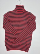 Golf w paski czerwony szary M 38 taliowany codzienny do biura