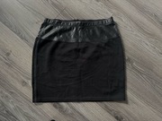 Czarna spódnica Hugo Boss ze skórzaną wstawką L/XL