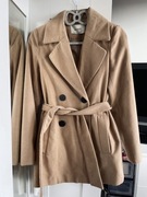 Beżowy karmelowy płaszcz wełniany xs stradivarius