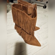 Botki skóra zamsz, frędzle 37, Sam Edelman -60%