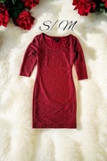 Little red dress świąteczna sukienka mini koronkowa czerwona bordo S M sexi