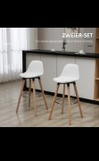 Zestaw 2 krzeseł barowych w stylu skandynawskim z podnóżkiem,