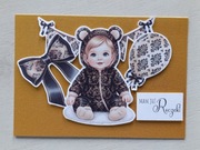 Kartkaokolicznościowa na roczek dla dziewczynki rękodzieło 