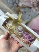 Zestaw 4 zapachowych świec sojowych + szklany tealight fiolet prezent