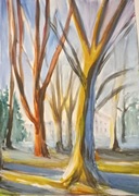 W parku, farby plakatowe, A4, Aleksandra Skoczyk 