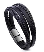 Bransoleta skórzana, czarna, nowa