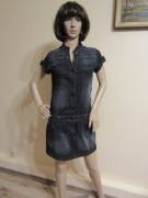 DESIGUAL jeansowa szara sukienka szmizjerka hafty _ S