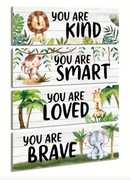 Tabliczki obrazki ze Zwierzątkami, angielski 4szt.You are Kind, Smart,Loved