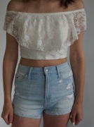 H&M krótka bluzka koronkowa rozm. S