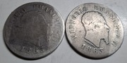Monety srebrne Włochy 50 centesimi 1863 Vittorio Emanuel 2szt