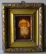 judaica - ŻYD PORTRET 9,5x6,5cm olej pilśń + stara złota rama 18x15cm