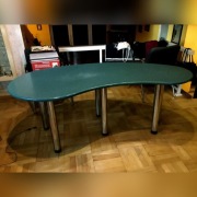 Duży stół Corian blat zielony chrom nowoczesny Uni