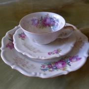 Trio zestaw śniadaniowy porcelanowy Altwasser Carl Tielsch