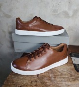 CLARKS__buty męskie / sneakersy (44 / 28,5cm) brązowe skórzane trampki 