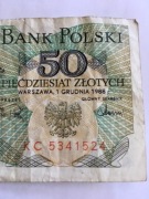 Stary banknot 50 zł Świerczewski seria KC 