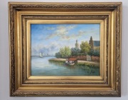 Obraz pejzaż morze marynistyka sygnowany olej na płótnie lata XX wiek