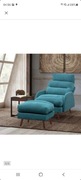 Fotel turkusowym z podnóżkiem 