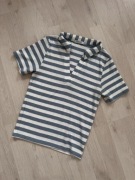 biała turkusowa bluzka polo z kołnierzykiem krótki rękaw Stradivarius 36 S