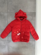Nowa czerwona kurtka dziecięca z kapturem i uszami misia 110