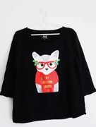 Festive Fun czarna bluza Świąteczna z kotem M