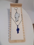 Zestaw Billie Eilish naszyjnik niebieski blohsh plus brelok 