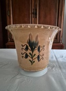 Gliniana donica, ręcznie malowana i zdobiona 1920 r.