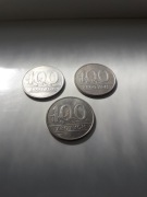 3x 100 zł 1990 r. Moneta dobry stan 300 zł razem