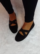 (38) Czarne baleriny wieczorowe z zapięciem na szeroką stopę, NOWE 