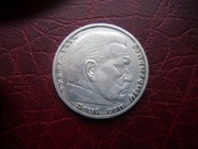 MONETA Niemcy - III Rzesza - 5 Marki 1939 r. HINDENBURG  - Srebro