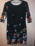Czarna sukienka w kwiaty vubu ł