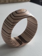 Bransoleta drewniana boho vintage geometryczna sztywna lekka brąz w słoje