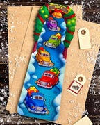 Drewniane puzzle „Świąteczne autka”