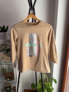 Beżowa bawełniana bluzka ze wzorem L 40 100% cotton