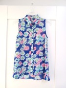 rumiankowa niebieska koszula mgiełka w rumianki bez rękawów 36S 38M kwiaty