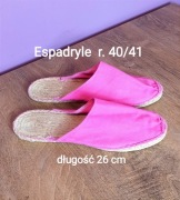 Espadryle wsuwane długość 26 cm, rozmiar 40/41, różowe