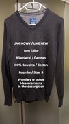 Tom Tailor  Niemiecki elegancki męski sweter, 100% Bawełna, Rozmiar S