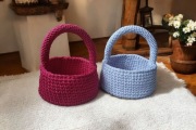 Koszyczek szydełkowy 20cm handmade na drewnianym dnie na zamówienie 