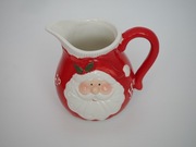Ceramiczny dzbanek mlecznik czerwony świąteczny z Mikołajem 730ml nowy