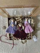 Aniołki na choinkę handmade ozdobą świąteczną rękodzieło box prezentowy