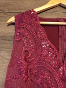 Sukienka koronkowa balowa maxi bordowa XL 42