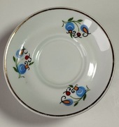 Spodki, podstawki, wzór kaszubski, złote obrzeże, LUBIANA 