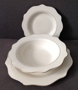 ZARA HOME porcelanowe trio talerzy z ze złotą obwódką
