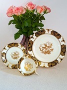 Ekskluzywna filiżanka Tuscan China 1920 r. Made in England złote ptaki