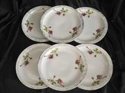 Talerze deserowe śniadaniowe porcelana Chodzież róże róża prl vintage retro