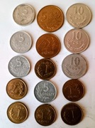 Zestaw 15 monet obiegowych - grosze PRL - różne nominały i roczniki.