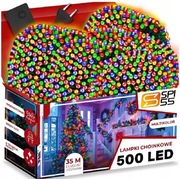 LAMPKI CHOINKOWE 500 LED ZEWNĘTRZNE WEWNĘTRZNE MULTIKOLOR  35M 