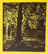 Linoryt "Żółty nokturn", format 12x13cm