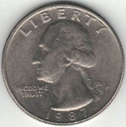 USA quarter dollar 25 centów 1987 P - nr 1