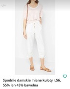 Spodnie damskie lniane kuloty r.56, 55% len 45% bawełna